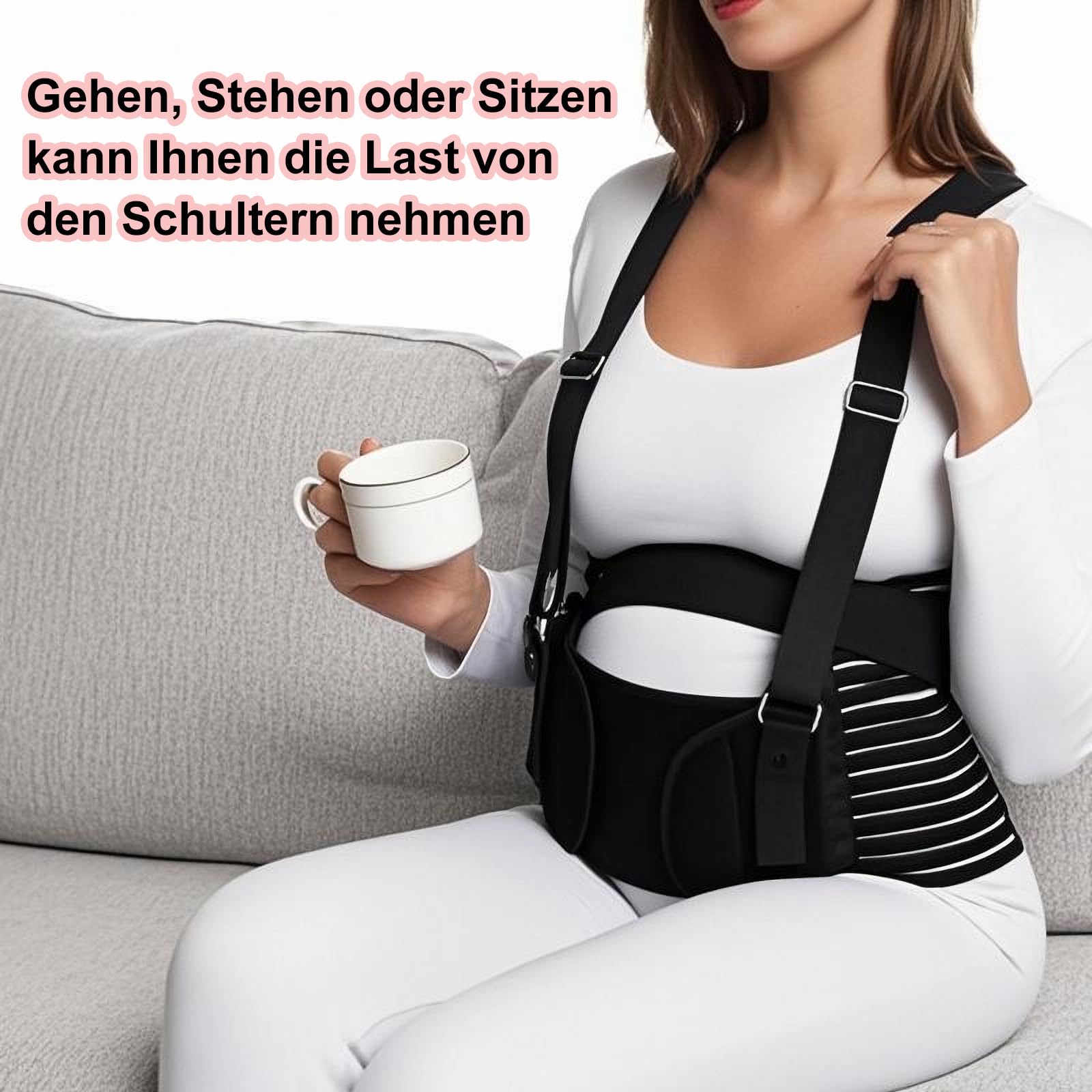 5 in 1 Bauchgurt Schwangerschaft Bauchband Schwangerschaft mit Verstellbaren Trägern Schwangerschaftsgürtel Schwangerschaftsgurt Auto Umstandsmode Belly Band Pregnancy für Stützt Taille & Bauch