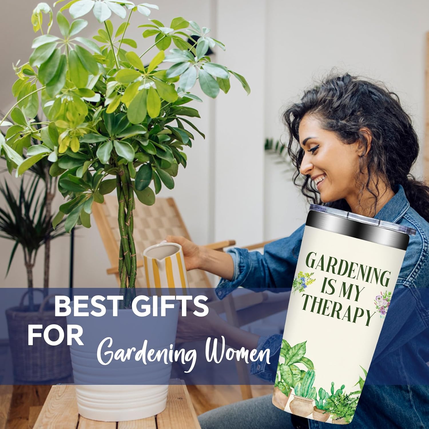 Grifarny Gardening Gifts for Women - Plant Lover Gift - Cool Gifts for Gardeners, Pant Lovers - Gardening is My Therapy Tumbler Cup 20 oz - Image 3