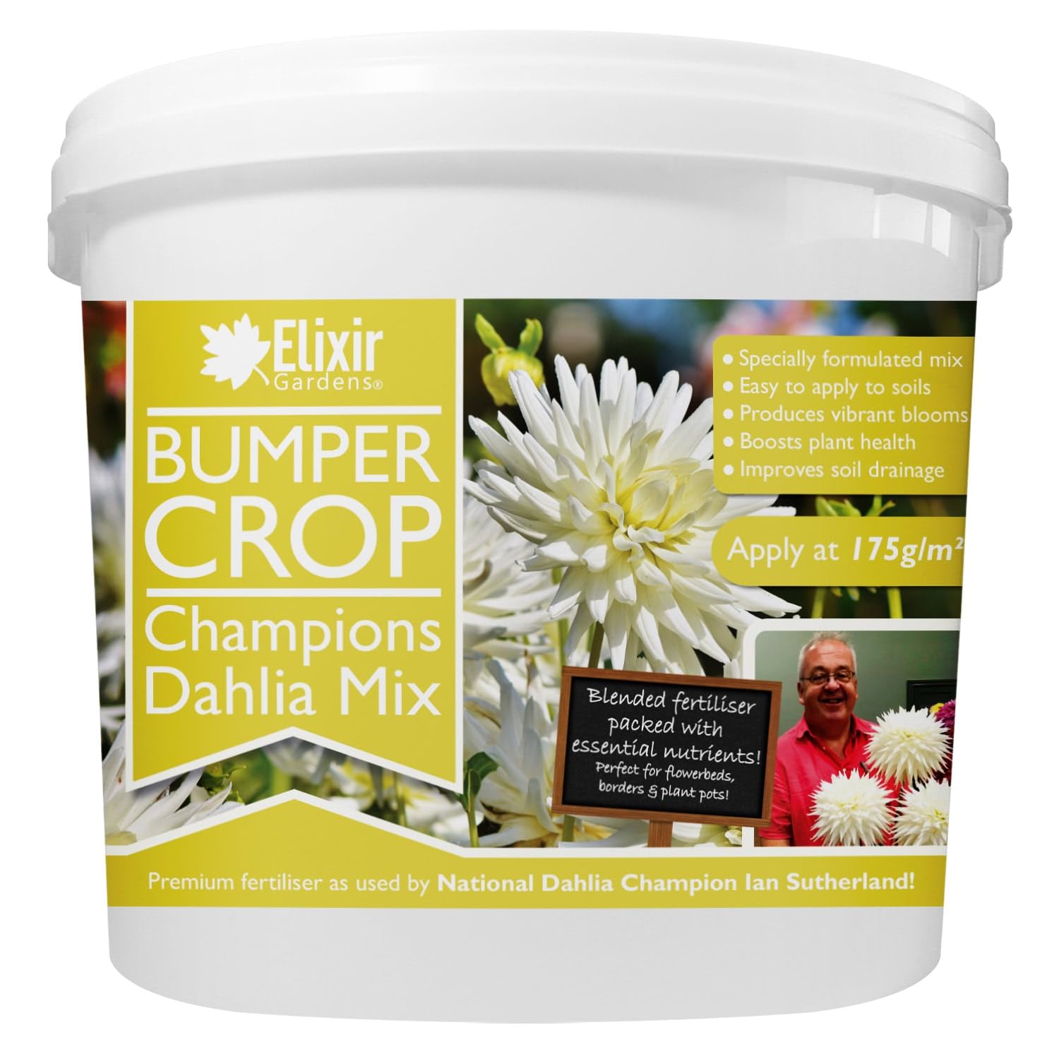 Elixir Gardens Champions Dahlia Mix | Blended Fertiliser/Feed for Tuber/Tuberous Plants & Flowers inc. Dahlia, Zinnia, Begonia, Tulips, Daffodils 10kg Tub