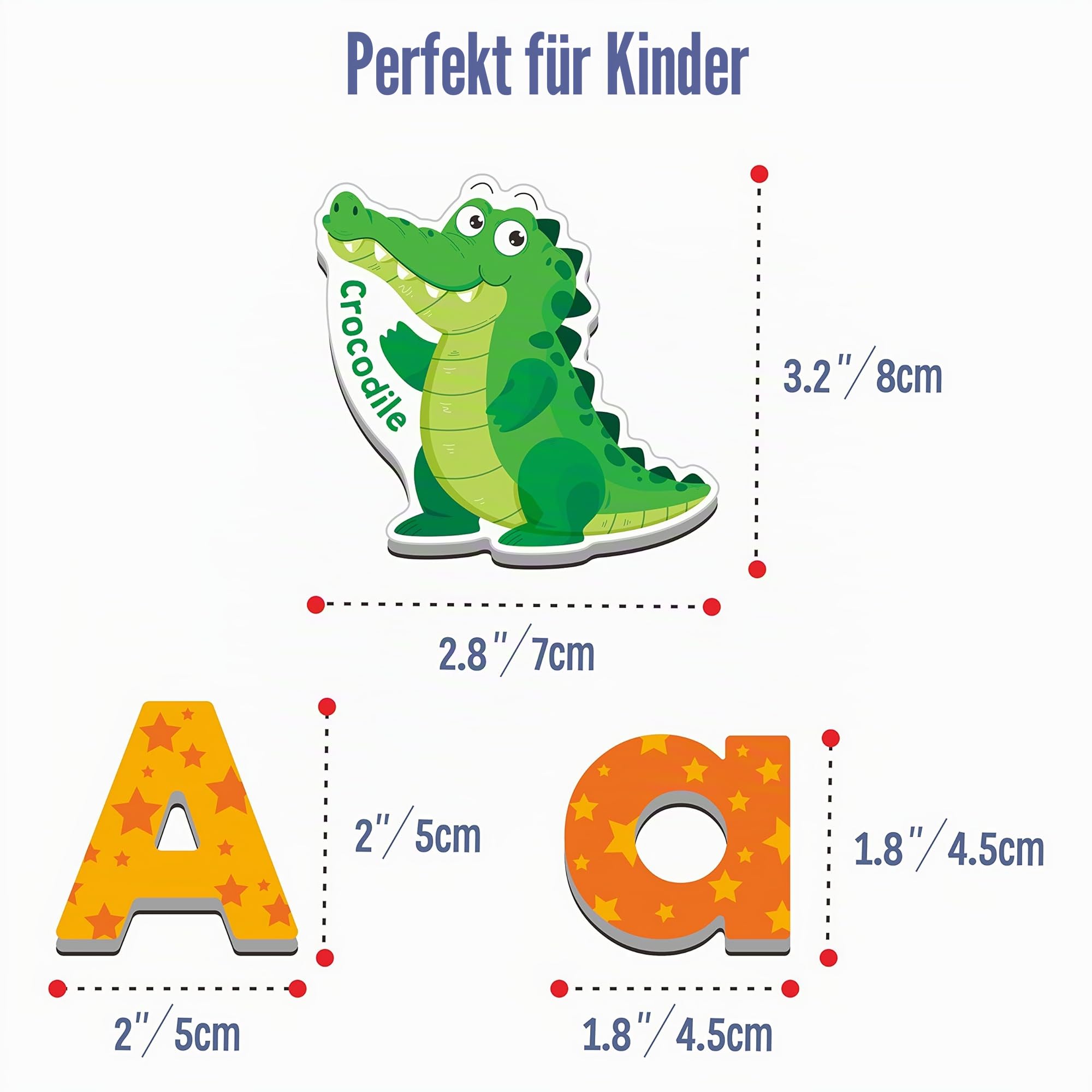 78 magnetisches Alphabet, 26 Großbuchstaben, 26 Kleinbuchstaben und 26 Objektmuster, entzückendes Tieralphabet ABC-Kühlschrankmagnete Lernspielzeug für Kleinkinder im Alter von 3 4 5 Jahren