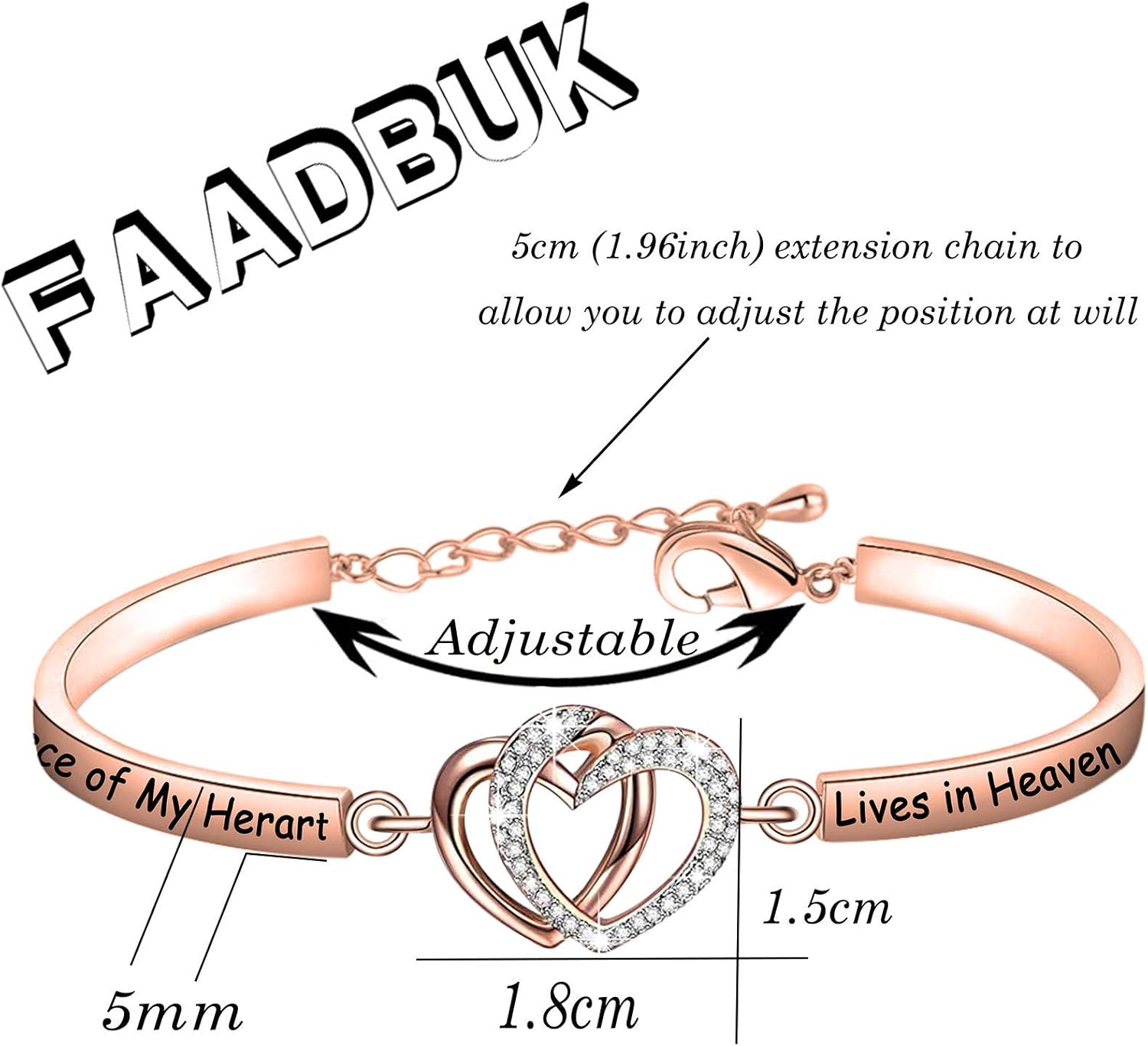 FAADBUK Memorial Jewelry Loss Gift A Piece of My Heart Lives In Heaven Bracelet In Memory of Loved Son Daughter Sympathy Gift - Image 2