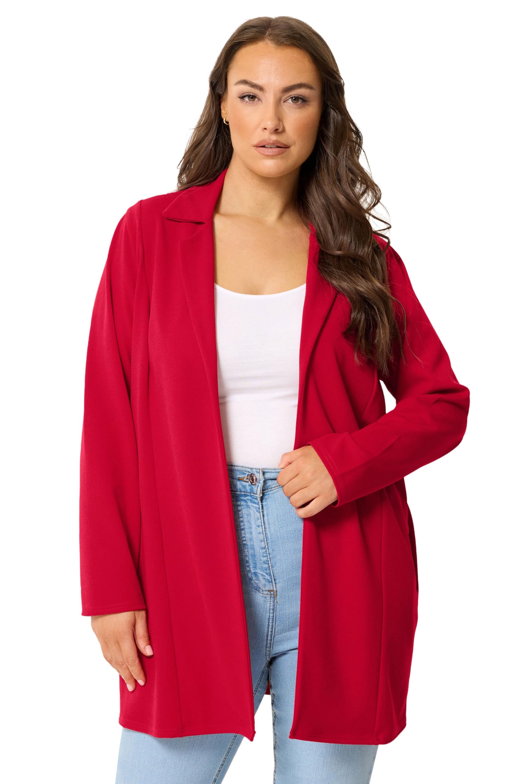 Yours Women's Scuba Blazer in Red | Size: 26