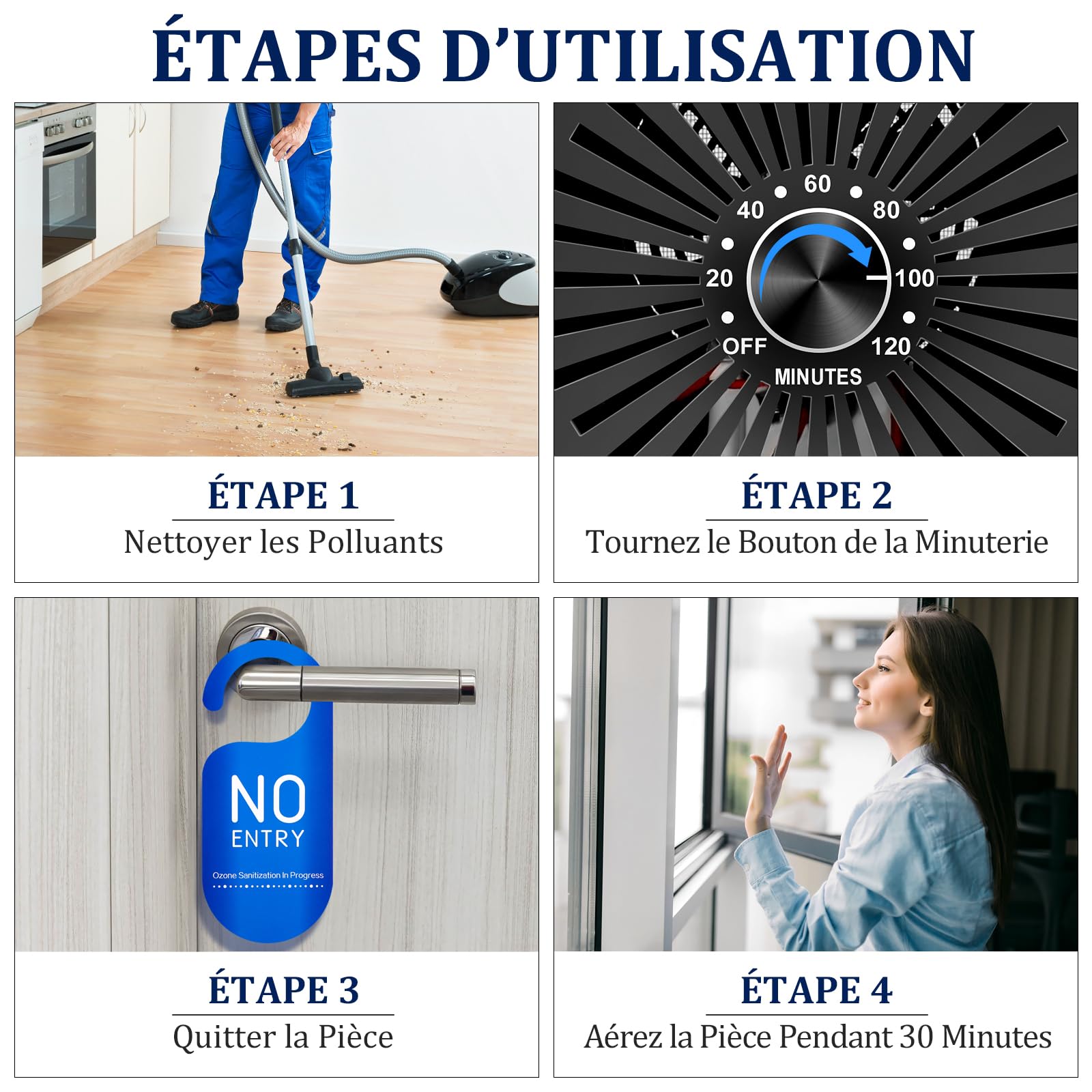 ICARE Générateur d'Ozone Domestique 30000 mg/h, Machine à Ozone pour Purification de l'Air et Élimination des Odeurs Dispositif d'Ozone Portable O3 pour Bureau, Salle de Bain, Maison, Voiture