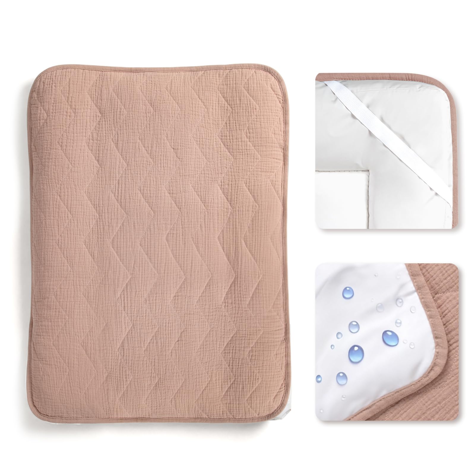 lulumoon Wickelauflagenbezug für Wickelauflage 50x70 cm: Musselin Baumwolle mit hoher Saugfähigkeit – Auslaufsichere Wasserdicht Rückseite – waschbarer Wickelauflage für Baby