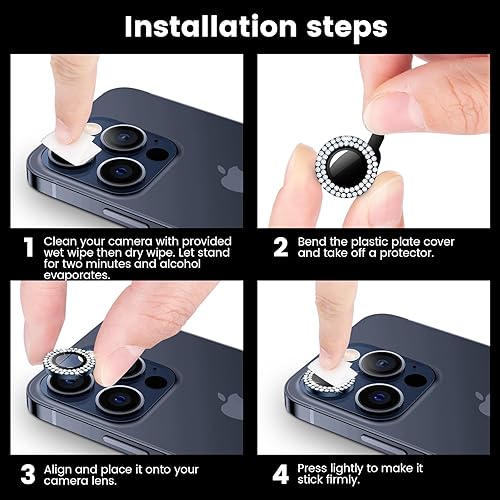 Miniatura 7 de Tensea Protector de lente de cámara para iPhone 15 Pro y iPhone 15 Pro Max, protector de pantalla de vidrio templado, cubierta de cámara, anillo