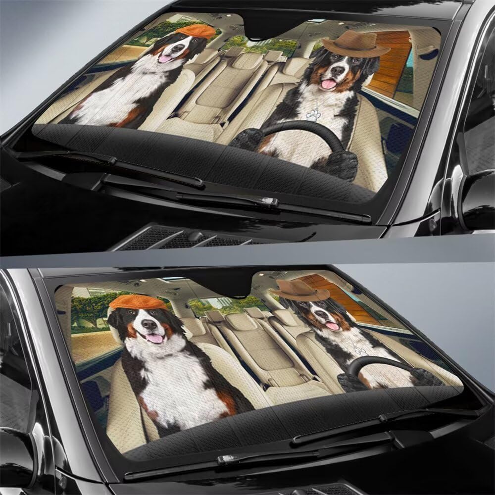 Personalized Dog Driving Window Shade,Car Front Windshield Sunshade for Car SUV Truck Front Window Sunshade 57x27.5 Inches Car Front Window Sun Visor