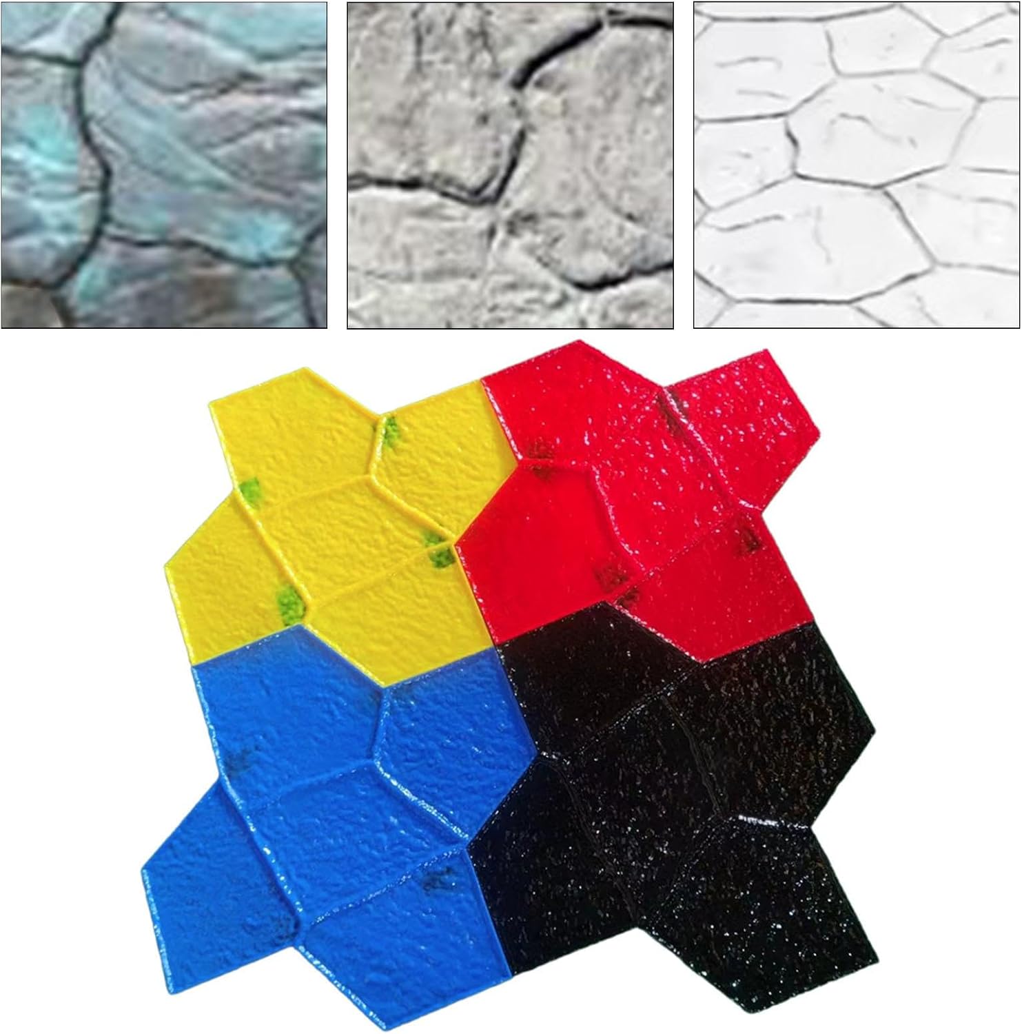 4Pcs Floor Concrete Seamless Stamp Stone Texture Lightweight Outdoor Landscaping Stone Forms Concrete Stamp Mat for Garden