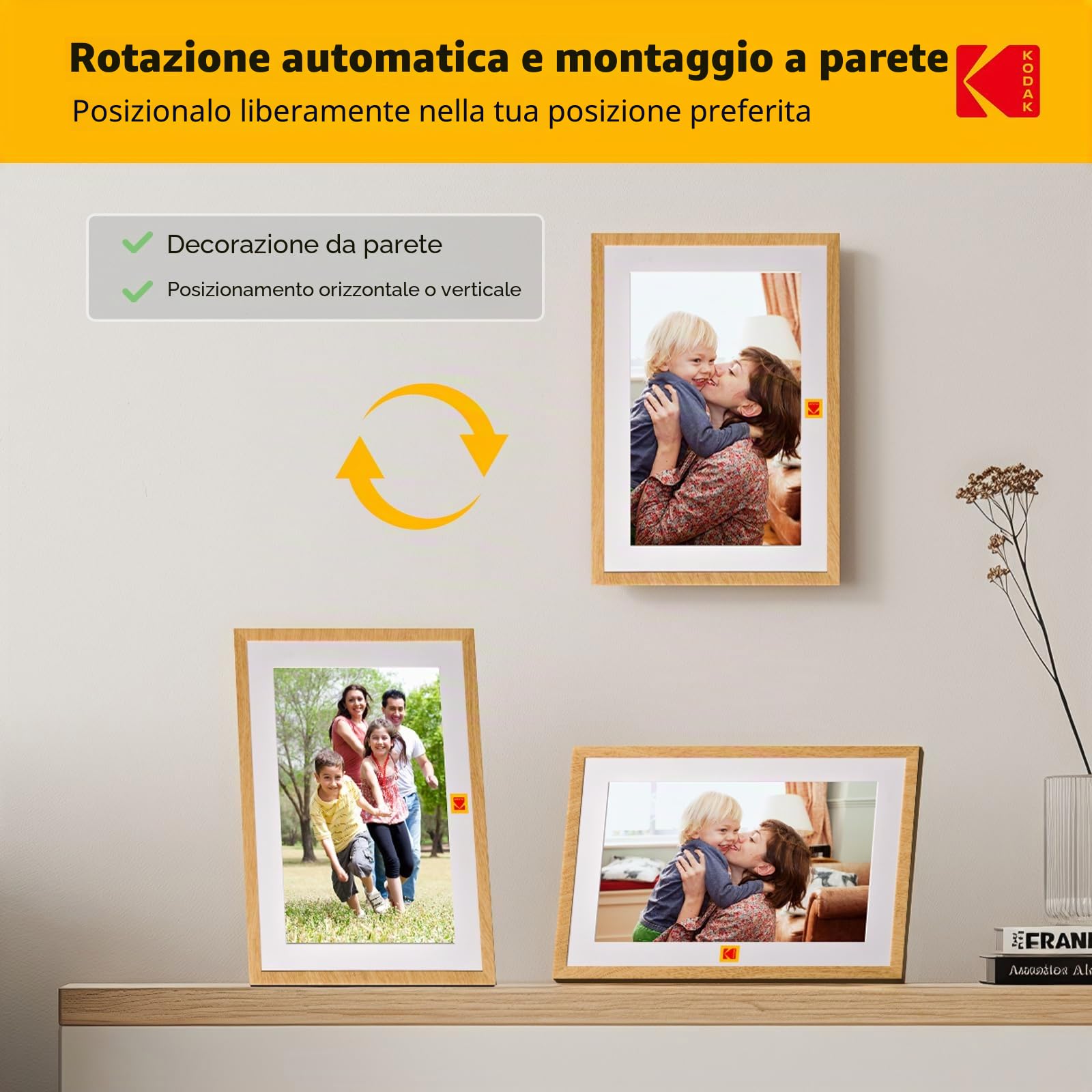 KODAK Cornice Digitale con Batteria 10 Pollici, WiFi Cornice Elettronica, Memoria 32GB, Display Foto/Video in Modalità Multimediale, 1280 x 800 con Batteria 4000 mAh
