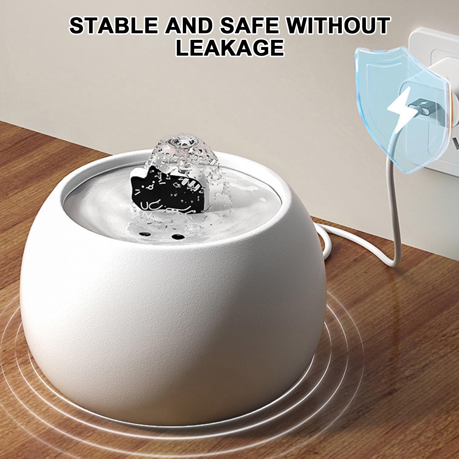 Fontana Acqua Per Gatti/Cani Ricaricabile USB-C, Filtro 5 Strati Con Sensore 3D, Serbatoio 1L, Ceramica Antigraffio - Idratante Automatico Per Interni/Esterni