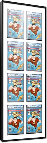 Miniatura 257 de Poster Palooza Marco de cómic con paspartú para 2 cómics CGC, CBCS o PGX Graded Comics – Marco de cómic negro para cómics de 8.125 x 13 pulgadas