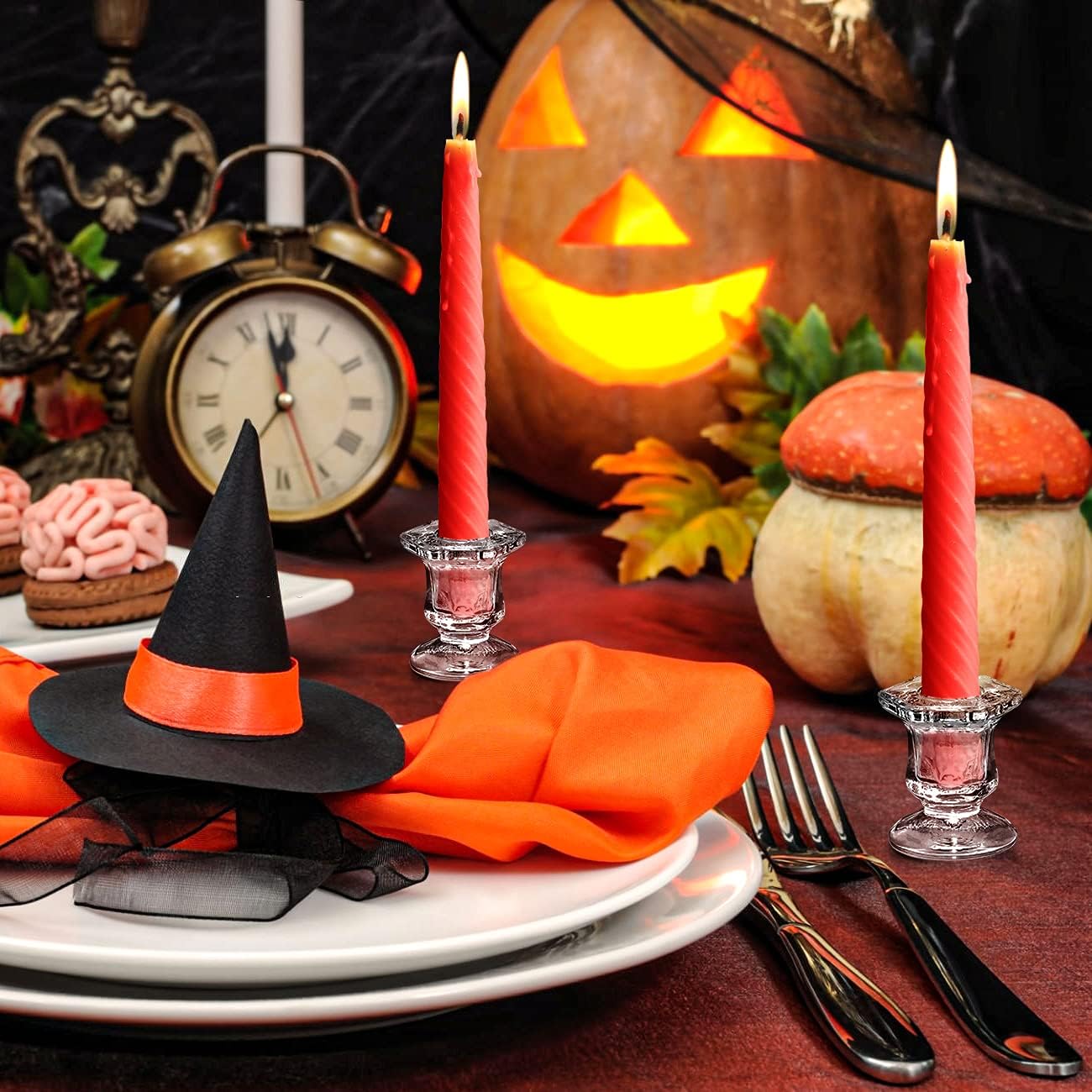 Lanttu Candlestick Holders Bulk, Glass Candle Holders Set Clear, 12 Pcs Crystal Taper Candle Holders for Wedding, Table Centerpiece, Home Decoration : Home & Kitchen