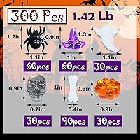 Vista 2 de Relleno sensorial de Halloween, 300 piezas de mini acrílico calabaza fantasma, calavera, gemas, jarrón para centros de mesa de Halloween, decoración