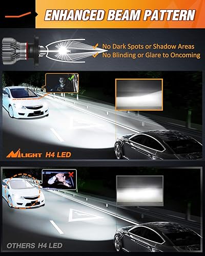 Miniatura 2 de Nilight Bombillas para faros delanteros H49003, 350% más brillantes, kit de conversión de faros delanteros HB2 HiLo, 6000 K, blanco frío, tamaño