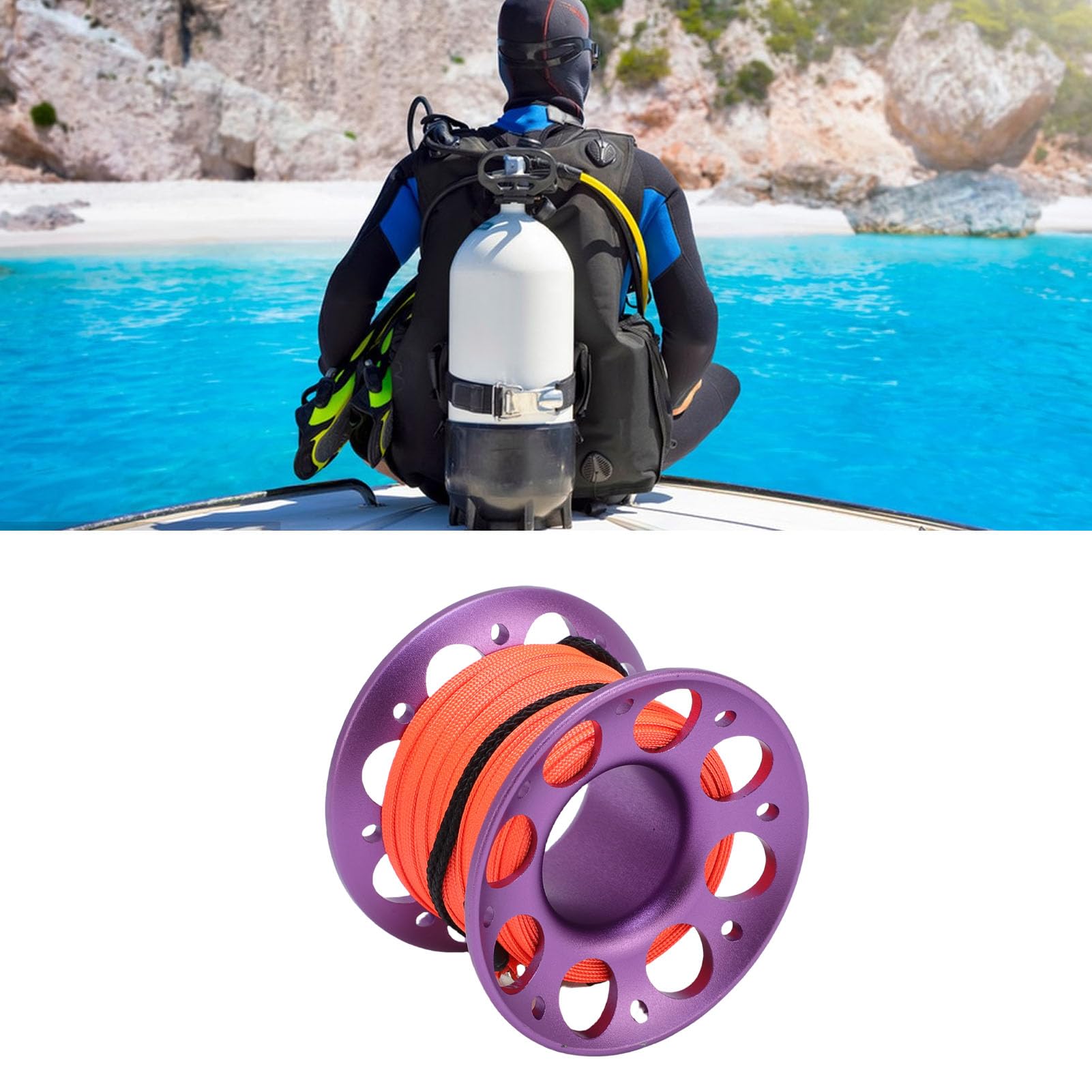 Keenso Roule de Ligne de Plongée de 15 M, Bobine de Ligne de Plongée en Aluminium Aéronau