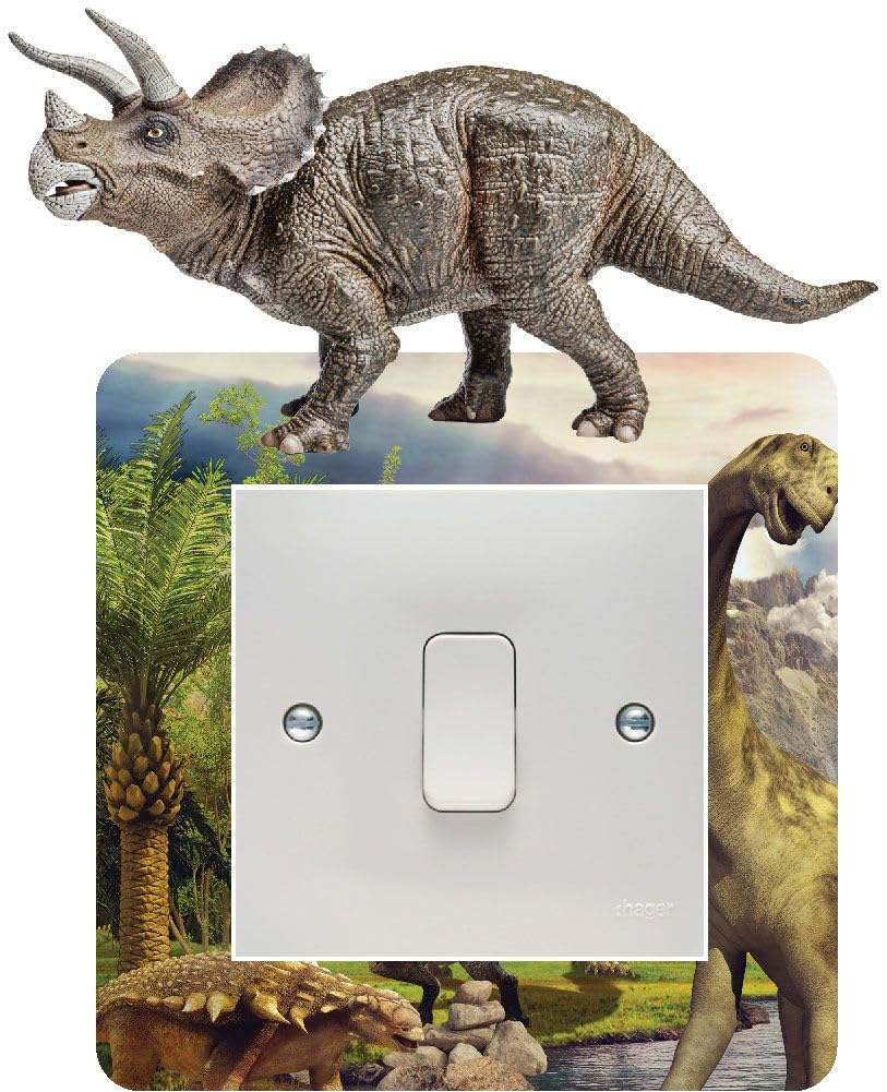 Triceratops Jurassic Dinosaur Light Switch Surround Art Vinyl Wall Stickers Children's Bedroom