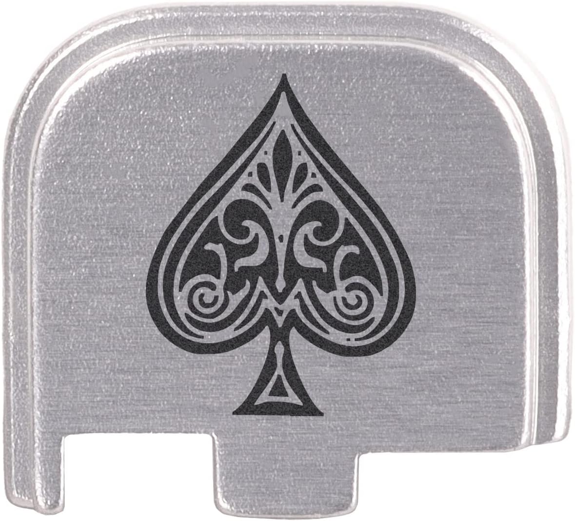 NDZ Performance Slide Cover Back Plate for Glock 43 43X 48 & PSA Dagger Micro – Aluminum Upgrade with Black Engraving – Ace of Spades – Silver