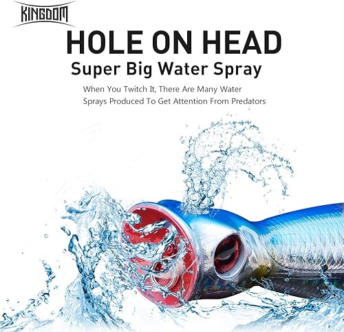 Miniatura 6 de KINGDOM 5 Colores Big Splash Long Casting Popper Pesca Señuelos 9.5161.27 oz Flotante Agua Pesca Plugs 801005.118 in Ruido Mejorado 3D Simulado Ojo