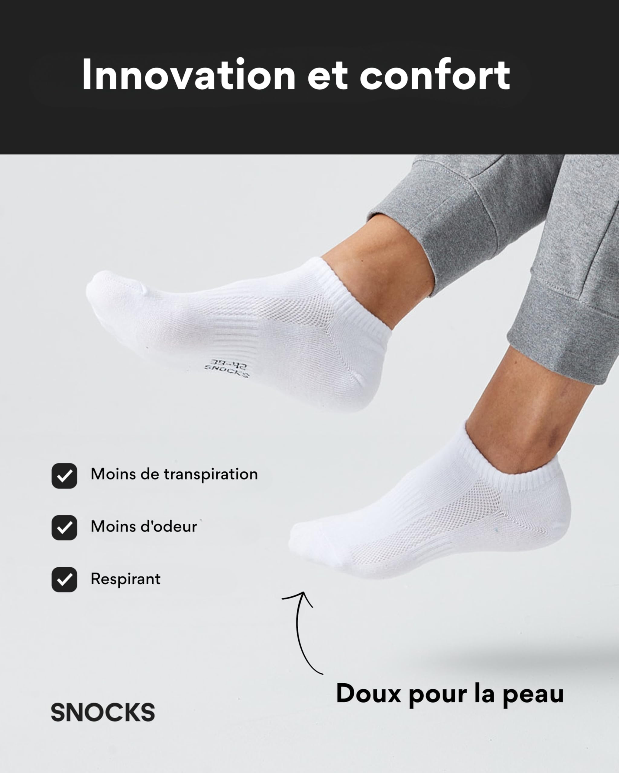 Snocks Chaussettes en Fibre de Bambou - Lot de 6 Socquettes Basses Homme et Femme - Chaussettes Douces et Respirantes Contre la Transpiration Taille 35-50