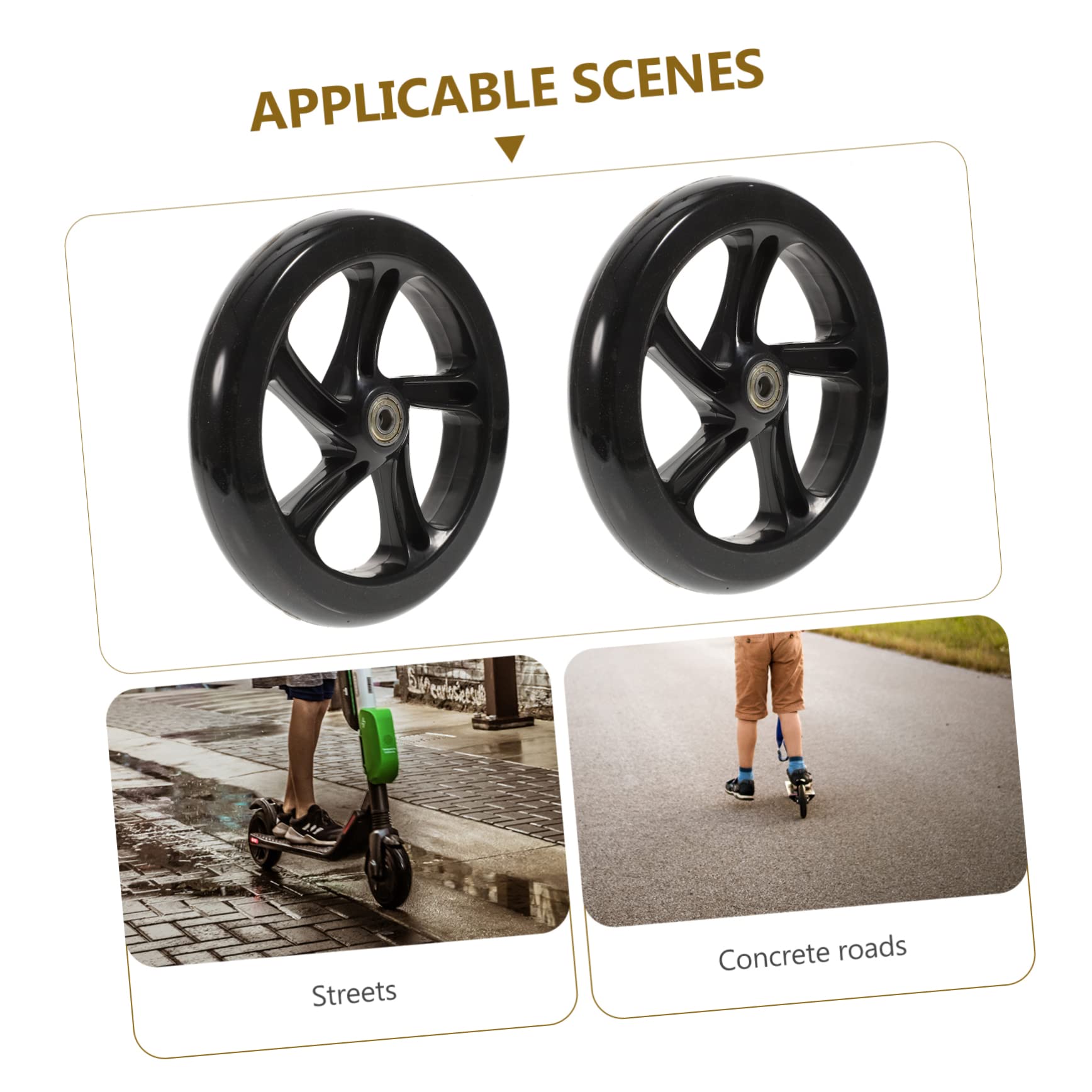 Milisten PU Haute Élasticité 2 Roues de Trottinette Grosse Roue de 180mm, Roulements, Antidérapantes et Résistantes à L’Usure pour Routes