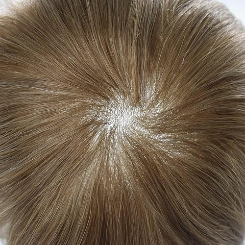 Miniatura 4 de Extensiones de pelo humano Toupee para hombre, sistema de reemplazo de pelo sintético ultra fino para hombres, línea capilar natural en V para