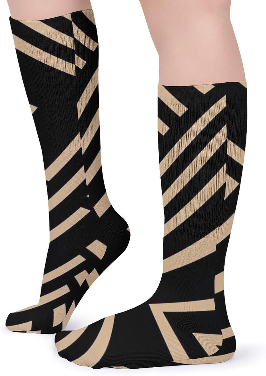 5-Pack Knee High Socks, 15.7 Inch Breathable Casual Socks Light Beige Style Stockings for Men Women