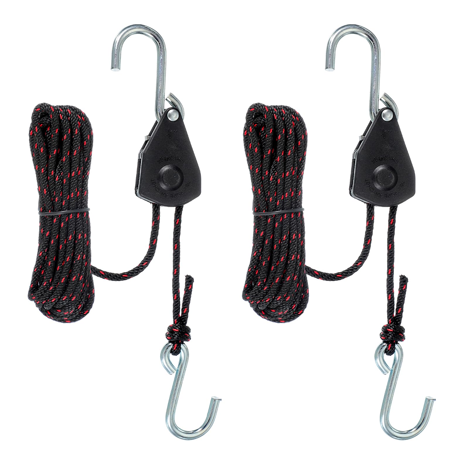 PATIKIL 2 Pcs Kayak Rope Tie Down Straps, 1/8" x 16ft Heavy Kayak Rope Straps Canoe Bow and Stern Tie Downs Cable Adjustable Hanger Ratchet Transport Accessories