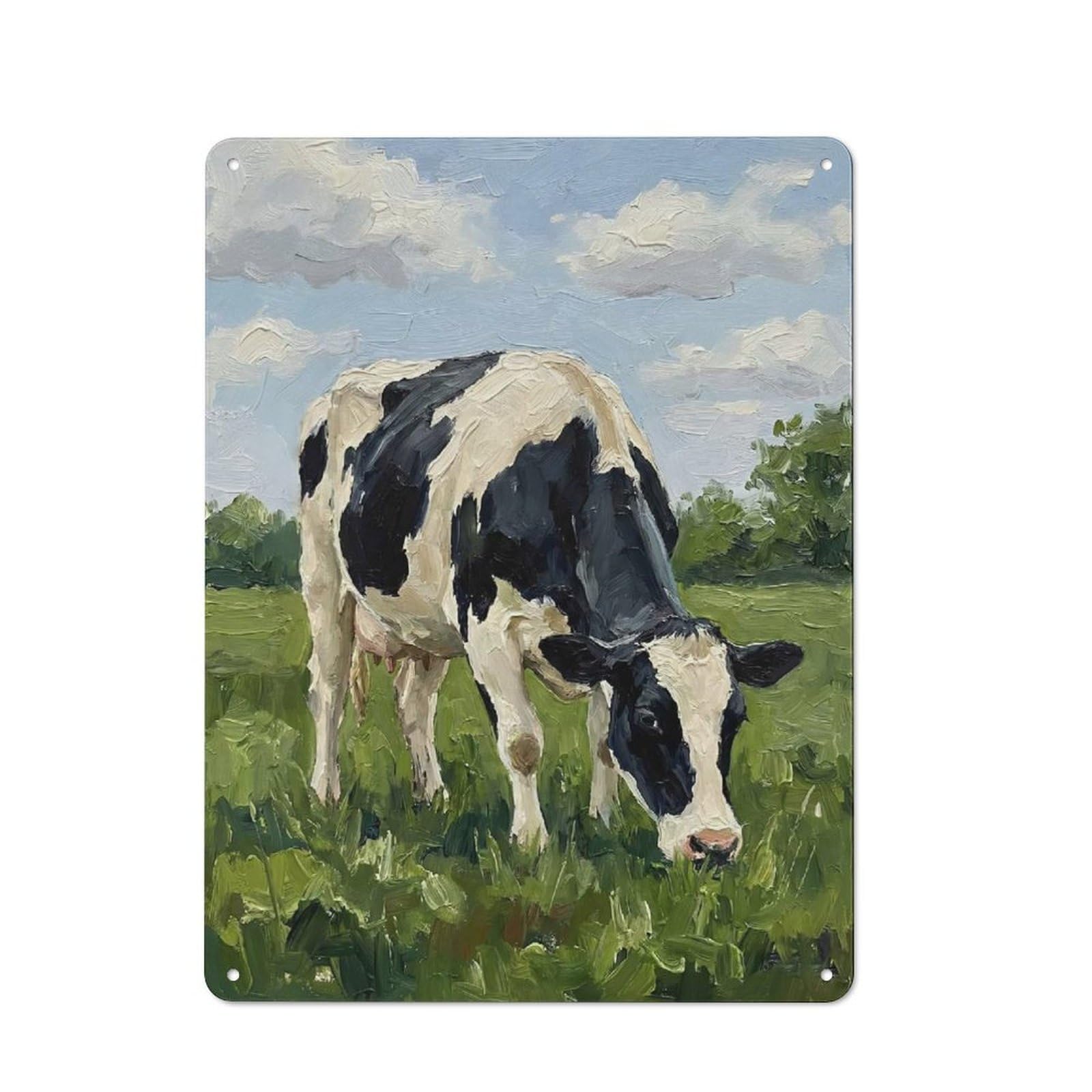 Junmoney Style-12 Workshop Style Cow Grazing In A Field Tin Sign 40X30cm, Workshop Wall Decor For Tool Room, Garage, Studio Or Home Bar