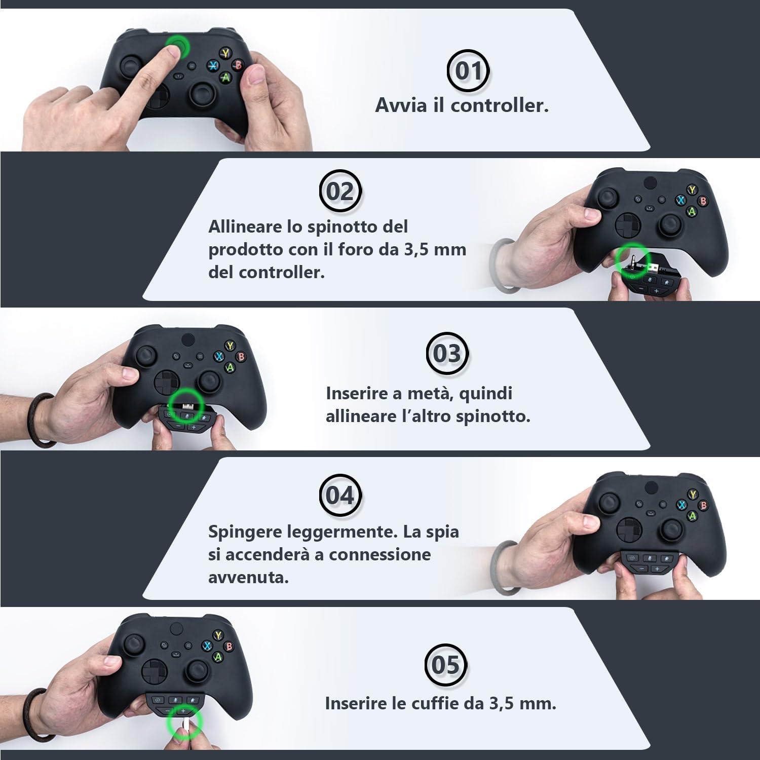 Mcbazel Adattatore per Cuffie Xbox, Amplificatore Audio per Controller Xbox One/Series S/X Con Jack da 3,5 mm, Nero