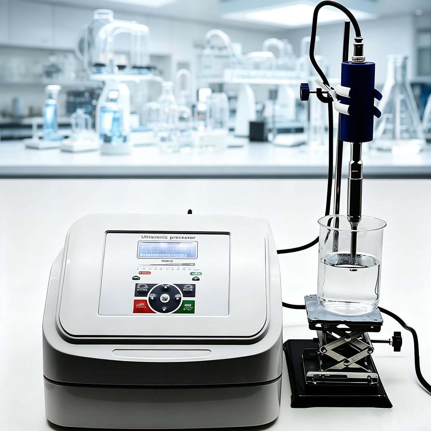 Laboratoryjny homogenizator ultradźwiękowy (sonikator), ręczny dyspergator 800 W, sterowanie cyfrowe 8mmprobe