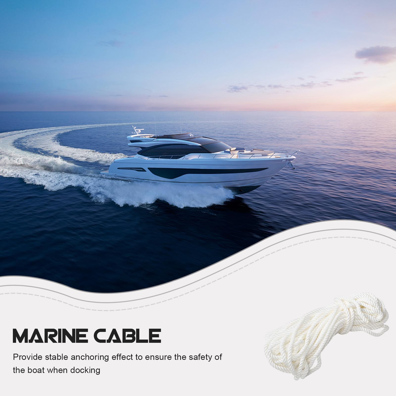 Weißes Nylonseil 12mm für Bootsanlegeleinen und Docking
