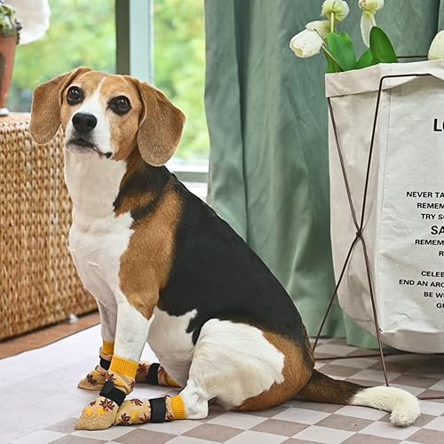 Miniatura 7 de SCENEREAL Calcetines antideslizantes para perros pequeños, medianos y grandes, protectores de patas con agarres, paquete de 4 para perros mayores,
