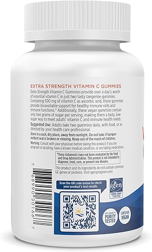 Miniatura 3 de Nordic Naturals Gomitas de vitamina C extra fuertes, sabor a mandarina, 60 gomitas - Suplemento vegano de vitamina C de 500 mg - Gomitas de apoyo