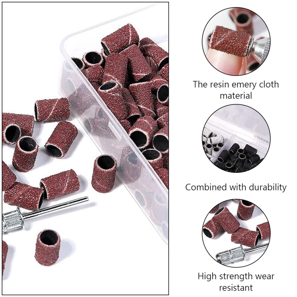 FRCOLOR Strumento Di Manicure Per Unghie Testine Abrasive Colorate Per Levigatura e Lucidatura Per Saloni e Uso Personale Di Accessori Per Manicure e Pedicure