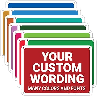 Custom Personalized Signs For Home, Office, Business, Delivery, Decor, Indoor/Outdoor Use Yellow Sign, 10x7 Aluminum Inches, Rust Free .040 Aluminum, Fade Resistant, Made in USA