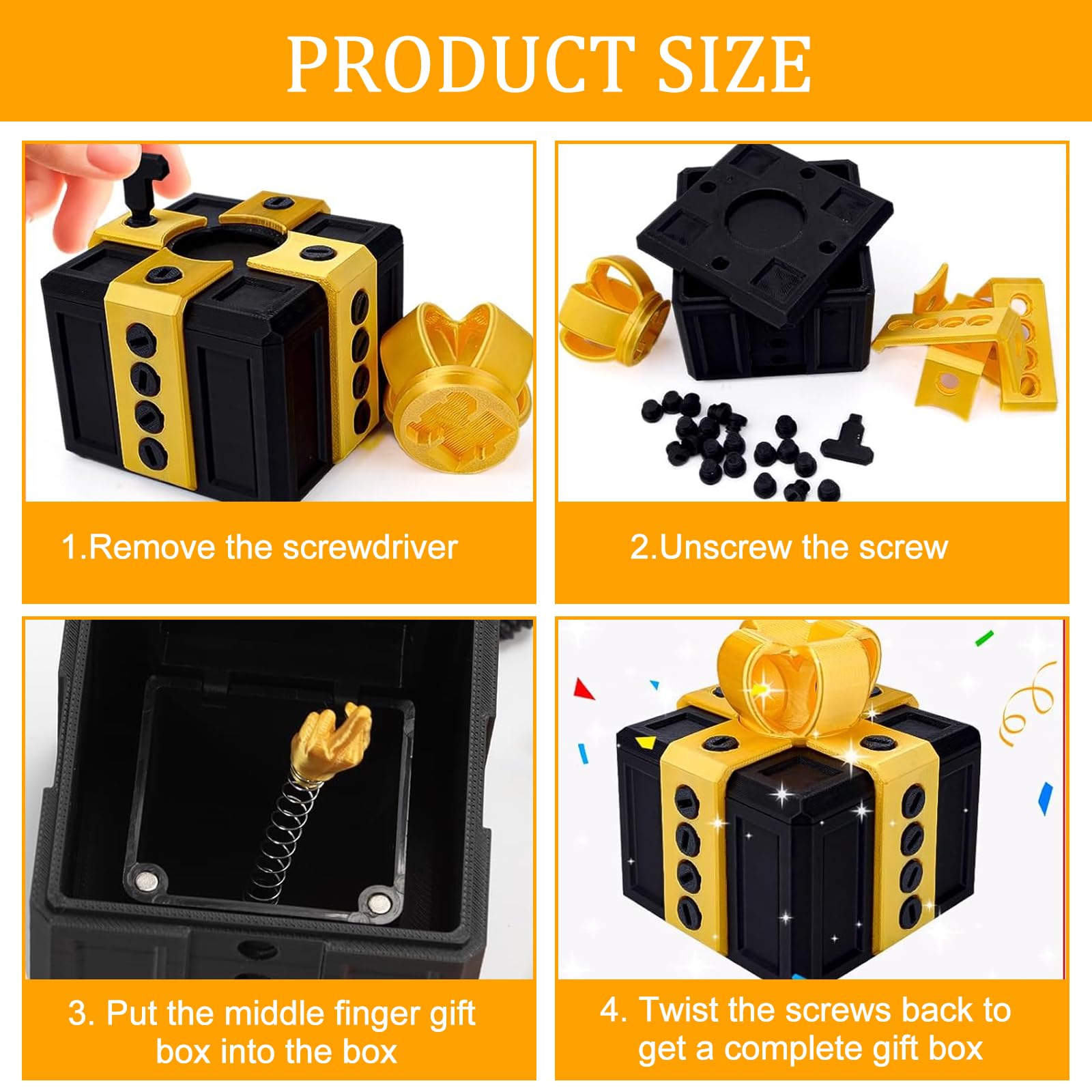 HTTDSLF Caja de Bromas con Dedo Corazón, Caja de Regalo Molesta Impresa en 3D con un Juguete de Broma con Interruptor de Dedo, Juguetes de Tornillo para Navidad, Regalos Creativos de Rompecabezas