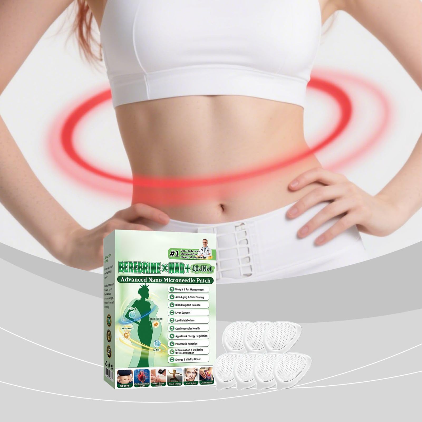 Moringa X berberyna, plastry Moringa i berberyna, Luxarise Moringas 10 w 1 Advanced Nano Microneedle Patch delikatne plastry odchudzające, do pielęgnacji ciała (6 pudełek)