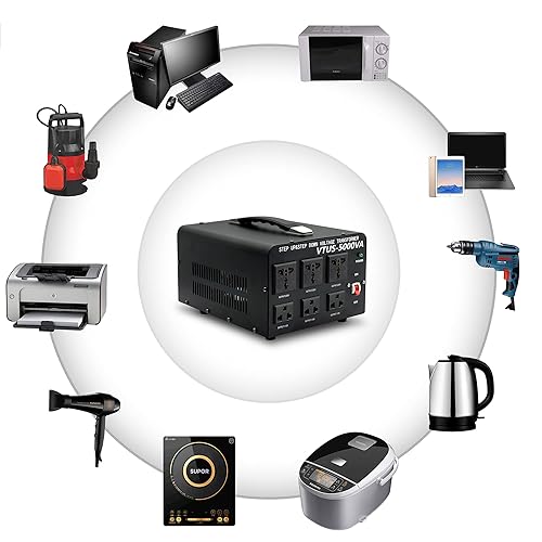 Miniatura 4 de Yinleader Transformador convertidor de voltaje de 5000 W, elevador de 110 V-120 V a 220 V-240 V o convertidor de alimentación de 220 V a 110 V CA