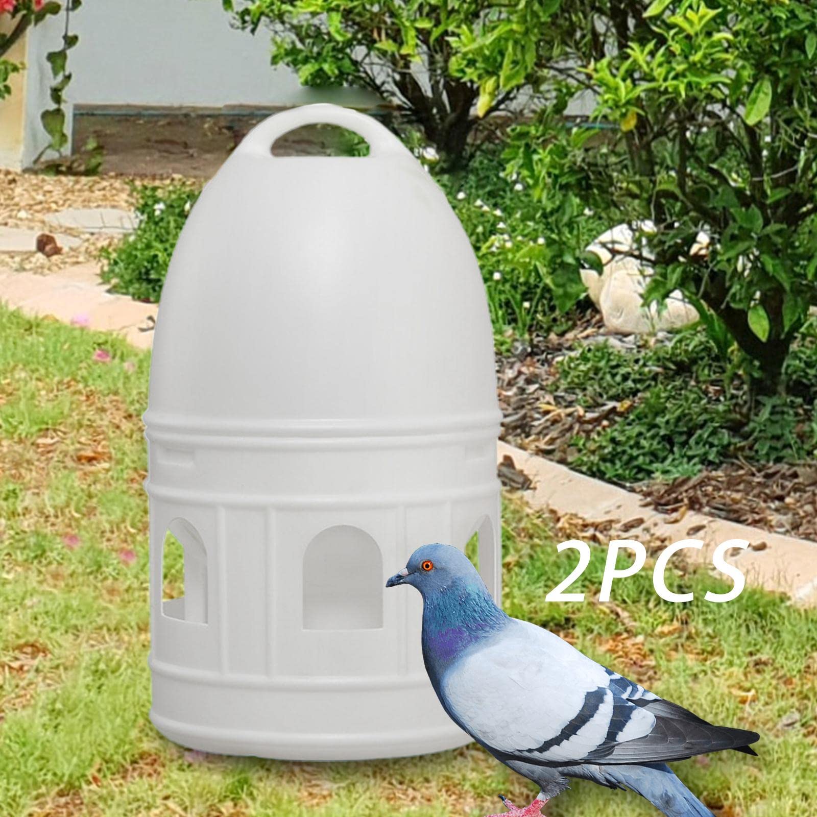 Gralara Comedero Automático para Pájaros, Dispensador de Alimento Colgante para Palomas, Accesorios para Jaula de Pájaros como Loro y Canario