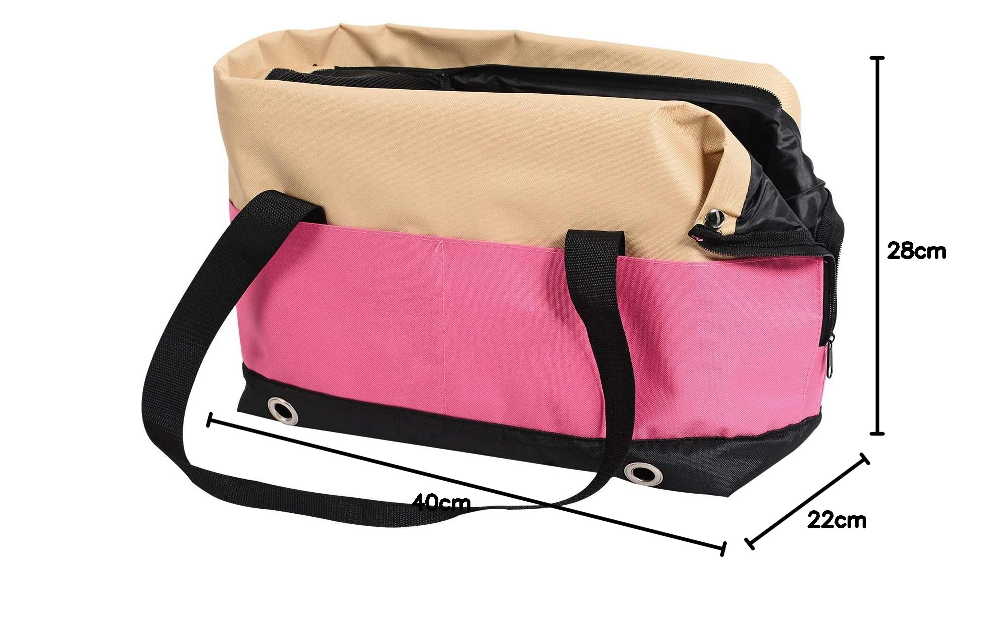 ARQUIVET Bolso Rosa para Transportar Mascotas - 40 x 22 x 28 cm - Transportín para Perros y Gatos - Bolso de Colgar con Apertura Superior - Cachorros y Otros Animales pequeños