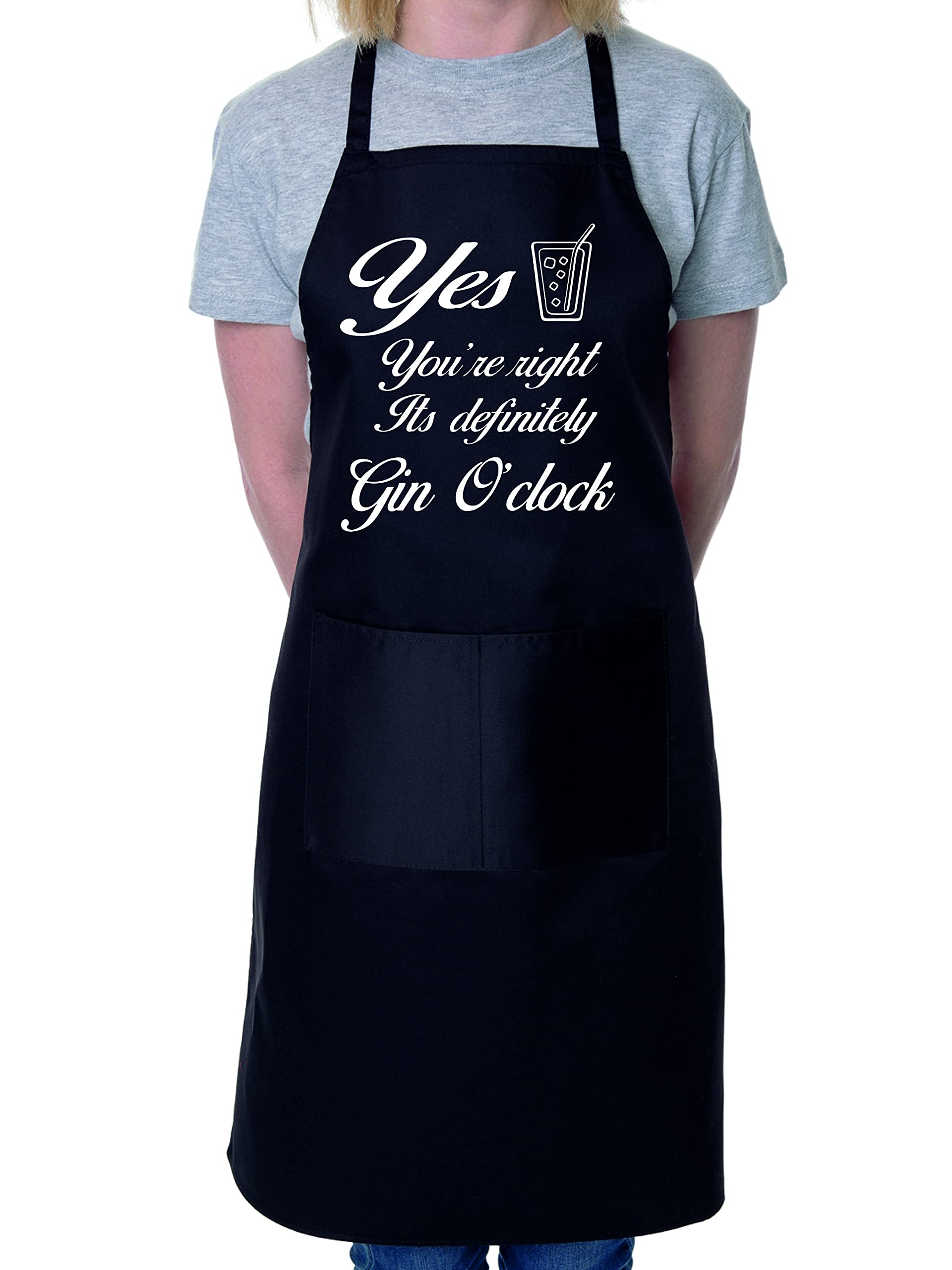 Print4u Men's Black It's Gin O'clock Funny Alcohol Bbq Cooking Novelty Apron