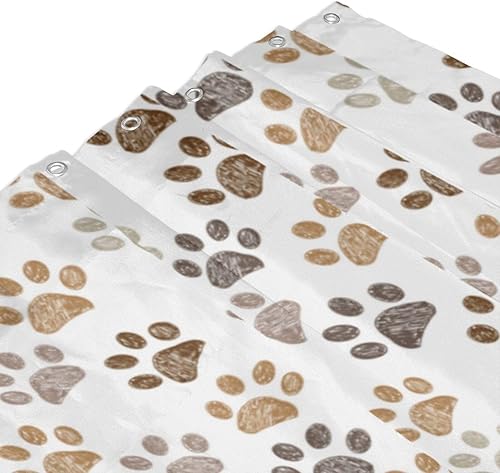 Miniatura 8 de Cortina de ducha de plástico con estampado de patas de perro, 60 x 72 pulgadas, cortinas de ducha extra largas para baño, juego de cortinas de baño