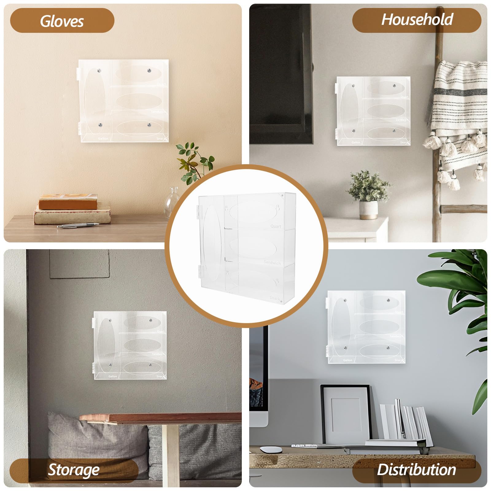 PRETYZOOM Dispenser Rapido Trasparente Guanti in Acrilico per e da Parete Design Minimalista Accesso per Ambienti Professionali e Laboratori