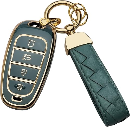 Funda para llavero Hyundai compatible con Hyundai Sonata Nexo Santa Fe Tucson 2021-2022 (azul, 4 botones)