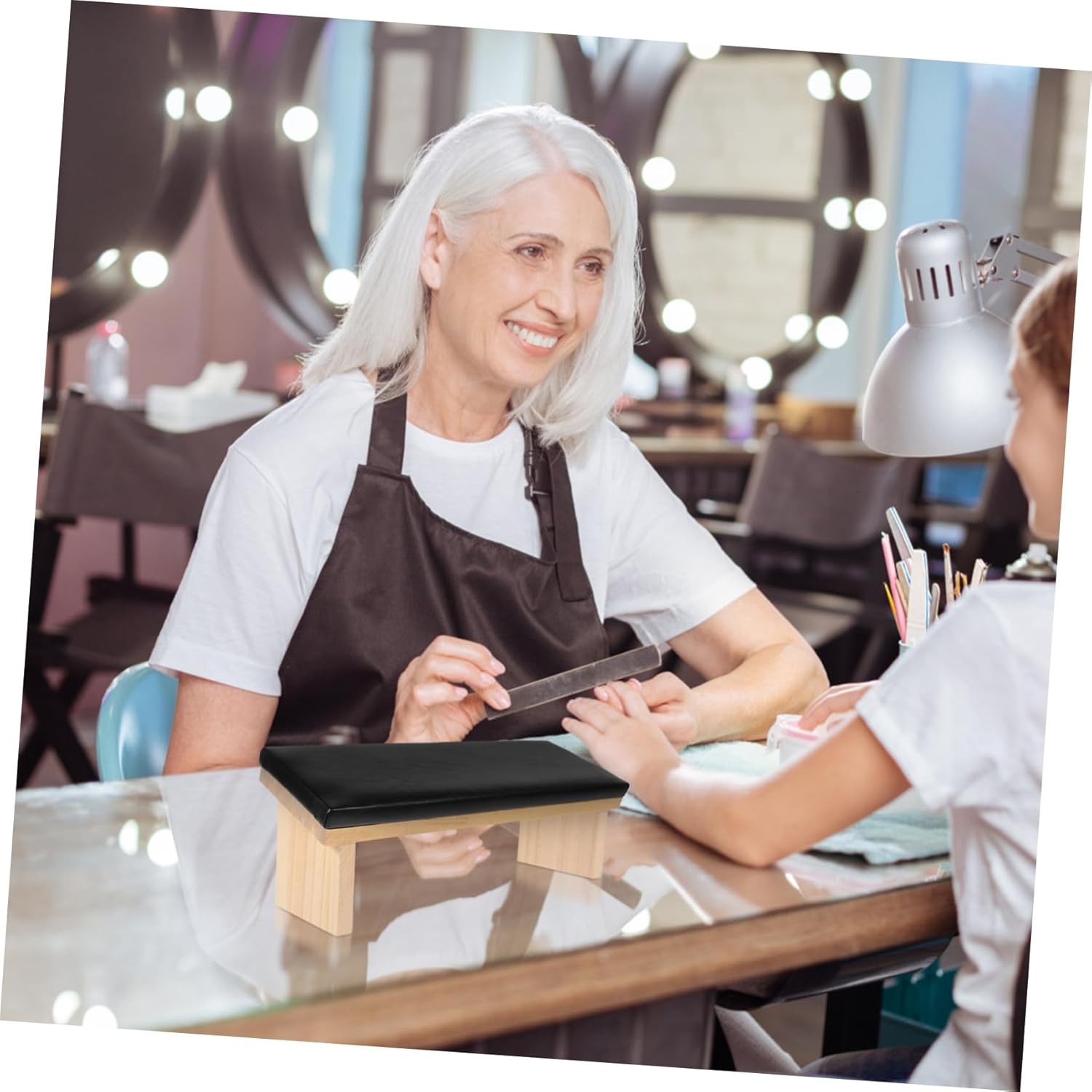 Faux Leather Nail Arm Rest Pillow for Nail Tech Professional Manicure Hand Rest Cushion Wood Support Comfortable Precision Tool for Art