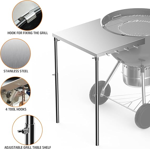 Stanbroil Grill Side Table for Weber 18, 22 Charcoal Grill/Similar Sizes
