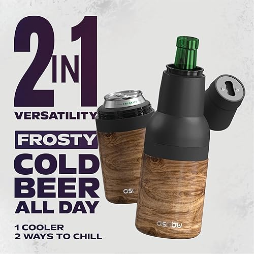 Miniatura 3 de Asobu Frosty Beer 2 Go Enfriador de botellas y latas de cerveza de acero inoxidable de doble pared con aislamiento al vacío y destapador de cerveza