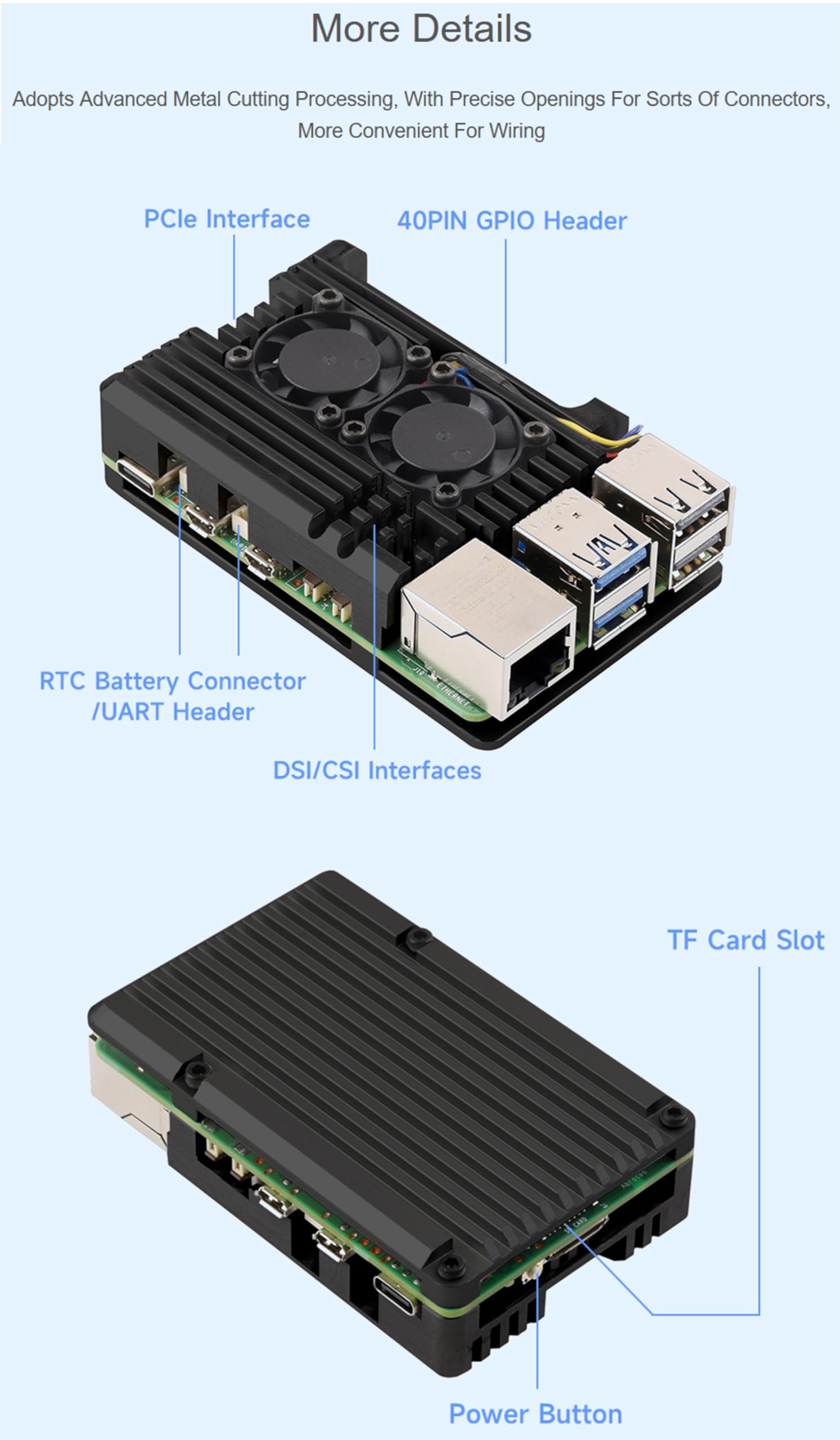 Amazon.co.jp: Raspberry Pi 5用アルミニウム合金ケース、デュアル冷却