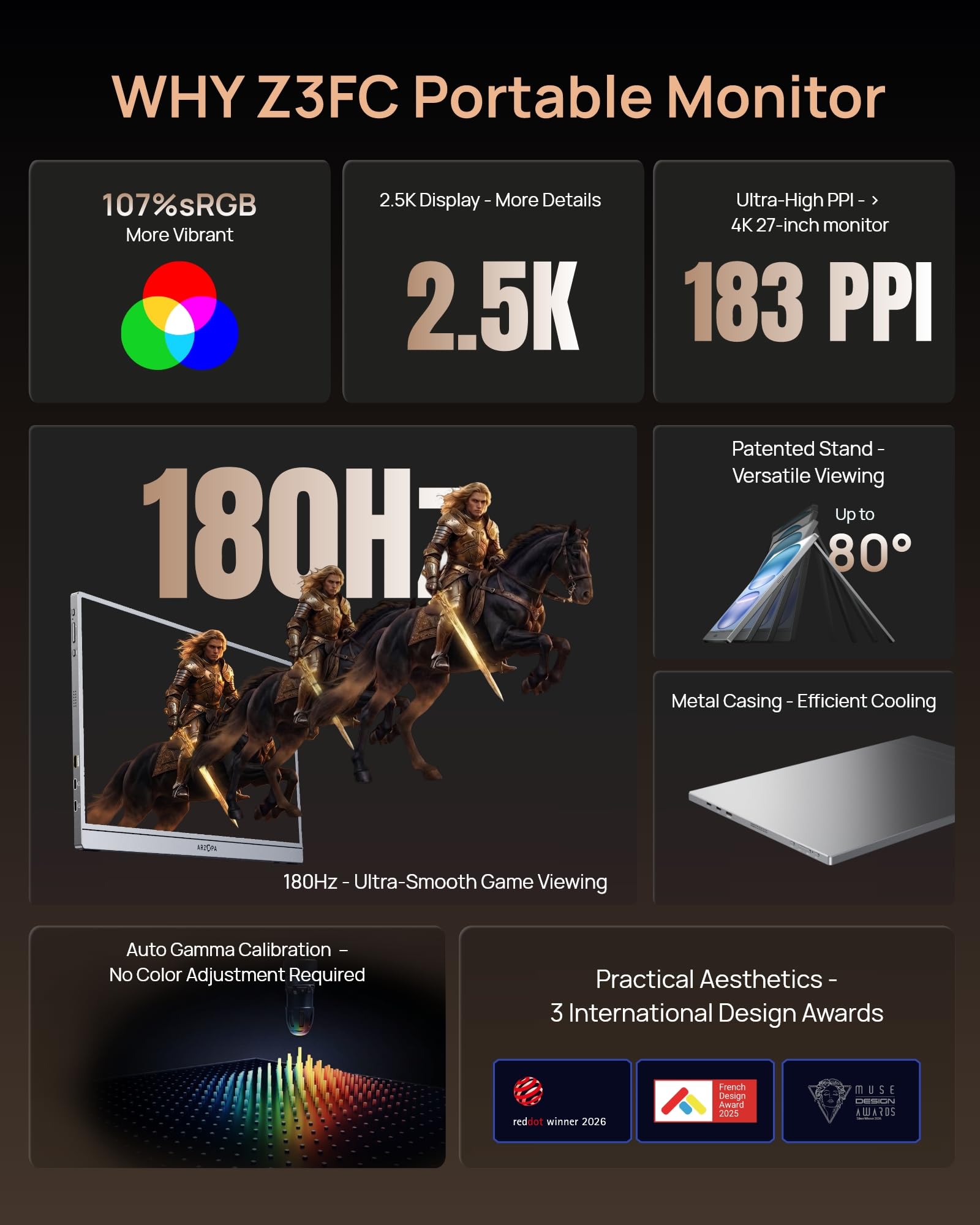 UPERFECT 16" 2K 120Hz Portable Monitor, 2560x1600 Portable Gaming Monitor thumbnail 8