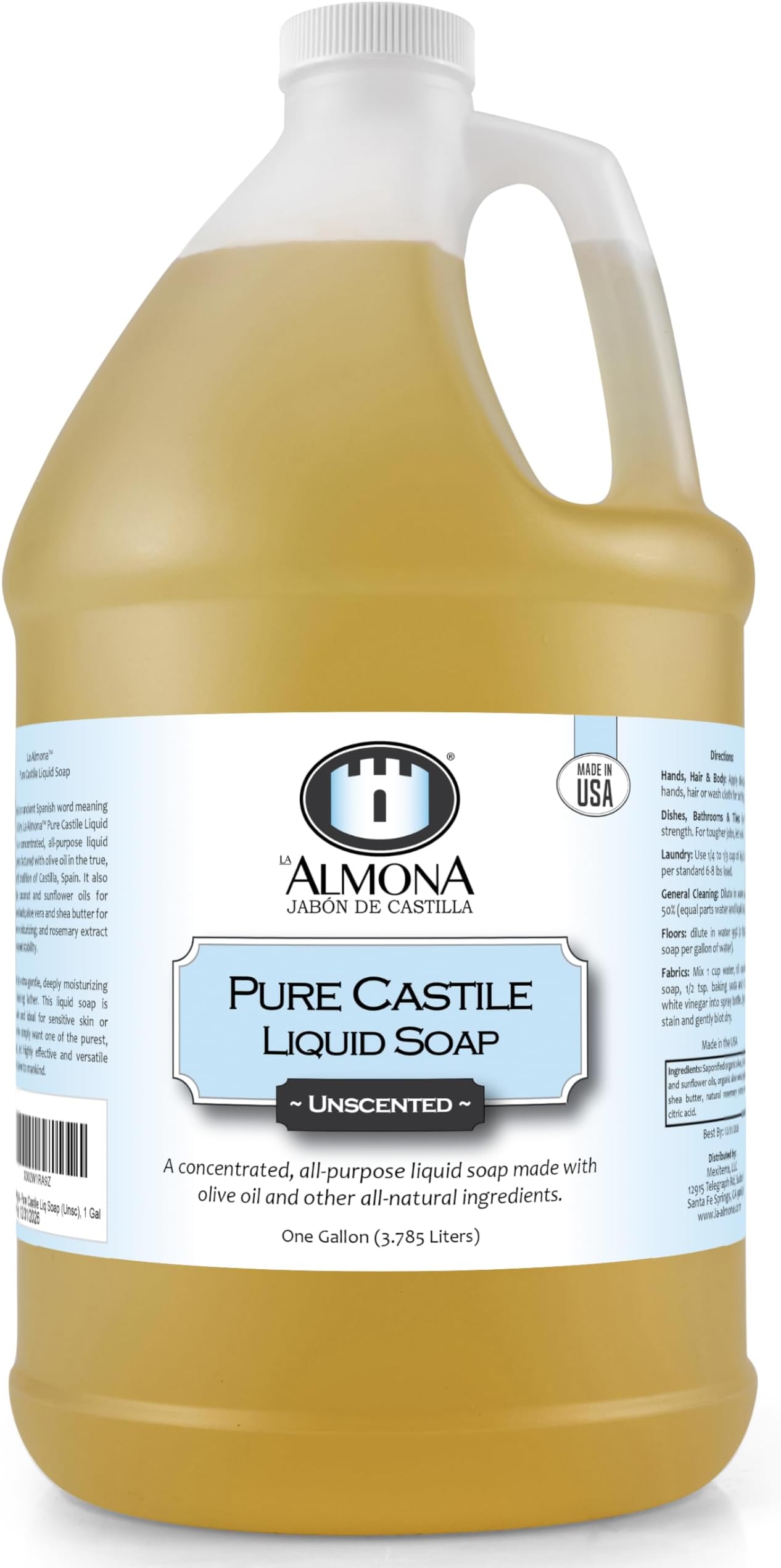 Pure Castile Liquid Soap (Unscented), 3.8l