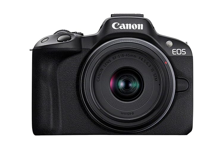 Canon EOS R50 + RF-S 18-45mm F4.5-6.3 IS STM Lens - Compact Mirrorless Digital Camera - 24.2 MP, UHD 4K Video, APS-C Sensor - 15 FPS Continuous Shooting - Vari-Angle Touchscreen - Bluetooth & Wi-Fi - Single - R50 + RF-S 18-45MM